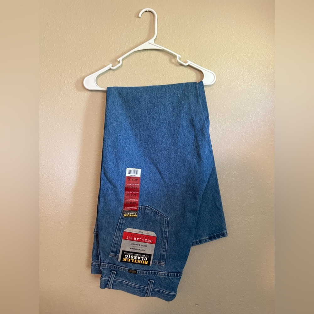 RUSTLER REGULAR FIT STRAIGHT LEG NWT Men’s Light Blue Jeans 42/32